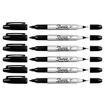 Sharpie Twin Tip Permanent Marker - Bullet And Fine Point - Black - Pack Of 6