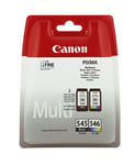 Canon Ink Cartridges PG-545+ CLI-546 BK/C/M/Y (2 Ink Cartridges) Multipack Black