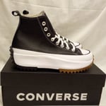Converse Run Star Hike Platform Shoes Black Leather White A04292C Women's 6UK