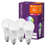 LEDVANCE Smart+ Lot de 4 Ampoules LED Connectées | E27 | Standard | Dimmable | 16 Millions de couleurs | 9W (équivalent 60W) | Compatible avec Amazon Echo Plus, Echo Show et passerelle Philips HUE