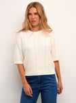 KAFFE Bibbi Cable Knit Half Sleeve Jumper, Chalk