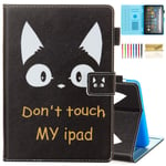 Casii Case for All-New Kindle Fire HD 8 Tablet and Fire HD 8 Plus (10th Generation, 2020 Release), Slim Lightweight Premium Leather Smart Stand Cover with Auto Sleep/Wake, Cat & Don't Touch My iPad