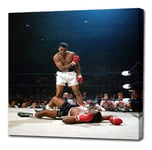 MUHAMMAD ALI V SONNY LISTON FULL COLOUR (**AMAZING QUALITY FRAMED ON THICK PINE FRAMES**) 51cm x 51cm - 20 inch x 20 inch Stunning Gallery Framed Canvas Art Print Picture Poster, Ready To Hang New Boxing