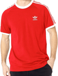 New Mens Adidas Originals 3 Stripe FM3770 T Shirt Red Size S
