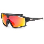 BLOC FORTY XR860 Mens/Womens Sports Sunglasses MATT BLACK / RED MIRROR CAT.3