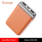 szkn Cellphone Charger 10000mAh Portable Mini Mobile Power Ultra-thin Compact Power Bank Universal for Android Apple Mobile Phone orange