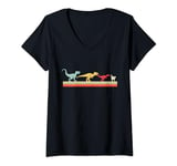 Womens Dinosaur Cat Evolution Fun Paleontology V-Neck T-Shirt