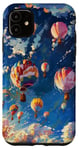 Coque pour iPhone 11 Ballons à air chaud de style impressionniste planant à travers les nuages