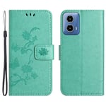 Läderfodral Fjärilar Motorola Moto G04 Grön