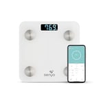 SENYA Pèse personne conectée, Balance connectée Bluetooth pour un suivi quotidien de votre santé via l’application Fitday, balance salle de bain blanc - SYWB-S007