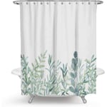 Fräsch grön blad duschdraperi, med 12 plastkrokar 180*230cm