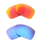 Walleva Fire Red + Ice Blue Polarized Lenses For Oakley Gauge 8 L Sunglasses