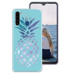 Pnakqil Blackview A80 Pro Case Clear Transparent with Pattern Cute Silicone Shockproof Soft Gel TPU Ultra Thin Rubber Protective Back Phone Case Cover for Blackview A80 Pro, Blue Pineapple