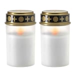 lamta1k Cemetery Light 2Pcs Outdoor Cemetery Ritual Waterproof Candle Lamp Solar Powered Eletric Light - White without Ground Insertion