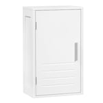 EUGAD Armoire Murale Salle de Bain, Armoire de Toilette, Meuble WC Suspendu, Meuble Haut de Cuisine, avec 1 Porte, Étagère Réglable, en MDF, Blanc, 30x18,5x50 cm