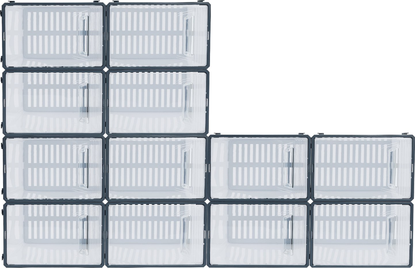 Boîtes à Chaussures LOT DE 12 Empilable Rangement De Chaussure En Plastique Transparent Organisateurs Avec Porte Assemblage Facile 33 X 23 X 14 Cm Jusqua La Pointure 46 91785249