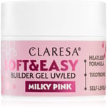 Claresa Soft&Easy Builder Gel styrkende gel-underlak til negle Skygge Milky Pink 12 g