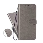 COTDINFORCA Huawei Y6P Case Flip for Girls,Wallet Cover Bookstyle Pu Leather Flip Magnetic Strap Retro Elegant Shockproof Slim Stand Case For Huawei Y6P Half Mandala Gray SD