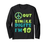 Peace Sign Out Single Digits Tennis 10 Years Old Birthday Long Sleeve T-Shirt