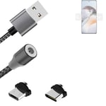 Magnetic charging cable for OnePlus 11R 5G with USB type C and Micro-USB connect