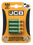 JCB AAA Rechargeable Batteries 650mAh - 4 Pack Pre-Charged Ni-MH Batteries Suitable for Cordless Phones, Panasonic, Philips, Siemens, Binatone, BT, iDect etc