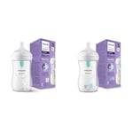 Philips Avent Biberon à Réponse Naturelle de 260 ml avec valve AirFree & Avent Biberon à Réponse Naturelle de 260 ml avec valve AirFree, sans BPA pour les bébés de 1 mois et +, motif éléphant