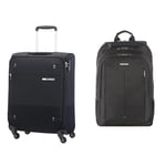 Samsonite Base Boost - Spinner S (Length: 40 cm) Hand Luggage, 55 cm, 39 Litre, Black & Guardit 2.0-17.3 Inch Laptop Backpack, 48 cm, 27.5 Litre, Black