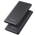 【2-Pack】Power Bank Portable Charger, 10000mAh Ultra Slim Powerbank with 2 OutPut Fast Charge External Battery Pack Backup Charger for Smart Phones,Tablet and More