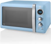 Swan Retro BLUE Digital 20L Microwave 800W Freestanding Countertop-SM22030LBLN