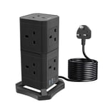 Extension Lead with USB Ports, Baykul Tower 3M 10 Way Extension Plug with 3 USB Ports (2 USB-A +1 Type C) 3 Meter Extension Cord Multi Plug Extension Detach/Stackable for Home, Office -Black¡"