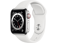 APPLE Watch Series 6 GPS + Cellular eSIM 40mm Rostfri Stålboett i Silver - Sportband i Vitt