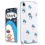 YCCY Clear Cartoon Shark Case Cover for iPhone XR Personalised Flexible TPU Bumper Phone Cover for iPhone XR with Design