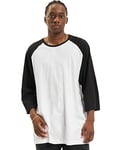 Urban Classics Men's Contrast Raglan 3/4 Sleeve T-Shirt, Wht/Blk, Small (Manufacturer size: Small)