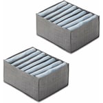 2-pack ovävda hopfällbara kläder Lådorganisatörer Stor storlek 7 fack Lådavdelare Förvaringslådor Organizer för jeans T-shirt