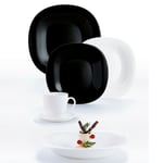 Luminarc Carine Square 30pc Opal Glass Black & White Dinner Set Dinnerware Gift