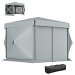 Gazebo sexkantigt Ca. 3,6x3m vattentät popup-fällbart lusthus med 5 sidopaneler Fickhopfällbart partytält UV 30+ Vintertätt träd