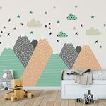 Ambiance Stickers Muraux Enfants Décoration Chambre Bébé - Autocollant Sticker Mural Adhesif Géant Montagnes Scandinaves Darinka - H60 x L90 cm