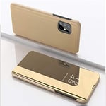 Hülle® Plating Flip Mirror Case Compatible for Samsung Galaxy Note 10 Lite/Samsung Galaxy A81 (Gold)