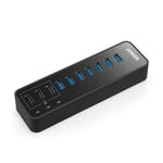 Anker 10 Port 60W Data Hub with 7 USB 3.0 Ports and 3 PowerIQ Charging Ports for Macbook, Mac Pro/mini, iMac, XPS, Surface Pro, iPhone 7, 6s Plus, iPad Air 2, Galaxy Series, Mobile HDD, and More