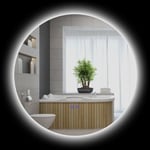 Kleankin - Miroir rond lumineux led de salle de bain 60 cm avec éclairage interrupteur tactile système antibuée miroir mural led à luminosité