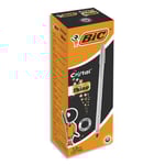 Bic Stylo bille Cristal Original Shine - Pointe Moyenne (1,0 mm) Encre Noire et Corps Argent