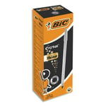 Bic Stylo bille Cristal Original Shine - Pointe Moyenne (1,0 mm) Encre Noire et Corps Argent