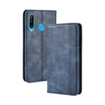 Multifunction Mobile Phone Cases Magnetic Buckle Retro Crazy Horse Texture Horizontal Flip Leather Case for Huawei Honor 10i / 20i, with Holder & Card Slots & Photo Frame(Black) wh (Color : Blue)