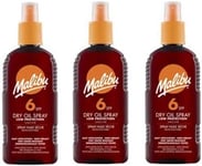 3X Malibu Sun SPF 6 Non-Greasy Dry Oil Spray for Tanning Low Protection, 200ml