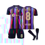 (FC Barcelona Home Kit 2022/2023 Pedri No.8 Fotbollströja 3-delade kit för barn Vuxna XS(155-165CM)