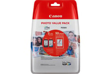 Canon PG-545 XL/CL-546XL Photo Value Pack - 2 pakker - Højtydende - sort, farve (cyan, magenta, gul) - original - 50 ark - 100 x 150 mm - blækpatron/papirsæt