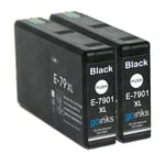 2 Black XL Ink Cartridges to replace Epson T7901 (79XL) non-OEM / Compatible