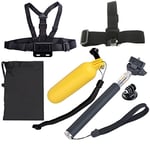 XIAODUAN-Accessory kit YKD-127 6 in 1 Chest Belt + Head Strap + Floating Bobber Monopod + Monopod Tripod Mount Adapter + Carry Bag Set for GoPro HERO7 /6/5 /5 Session /4 Session /4/3+ /3/2 /1, Xiao