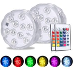 Bath Hot Tub Lights, 2pcs Submersible LED Lights with Remote Control, Waterproof Pond Lights with 16 RGB Colour Changing, Pool Lights Underwater for Garden Swimming Pool Fish Tank Decorations