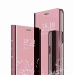 TingYR Coque pour Xiaomi Mi 10T Pro 5G Housse, Clear View Etui Miroir Mirror Makeup, [Fonction Debout] [Anti-Rayures], Housse Coque pour Xiaomi Mi 10T Pro 5G.(Or Rose)
